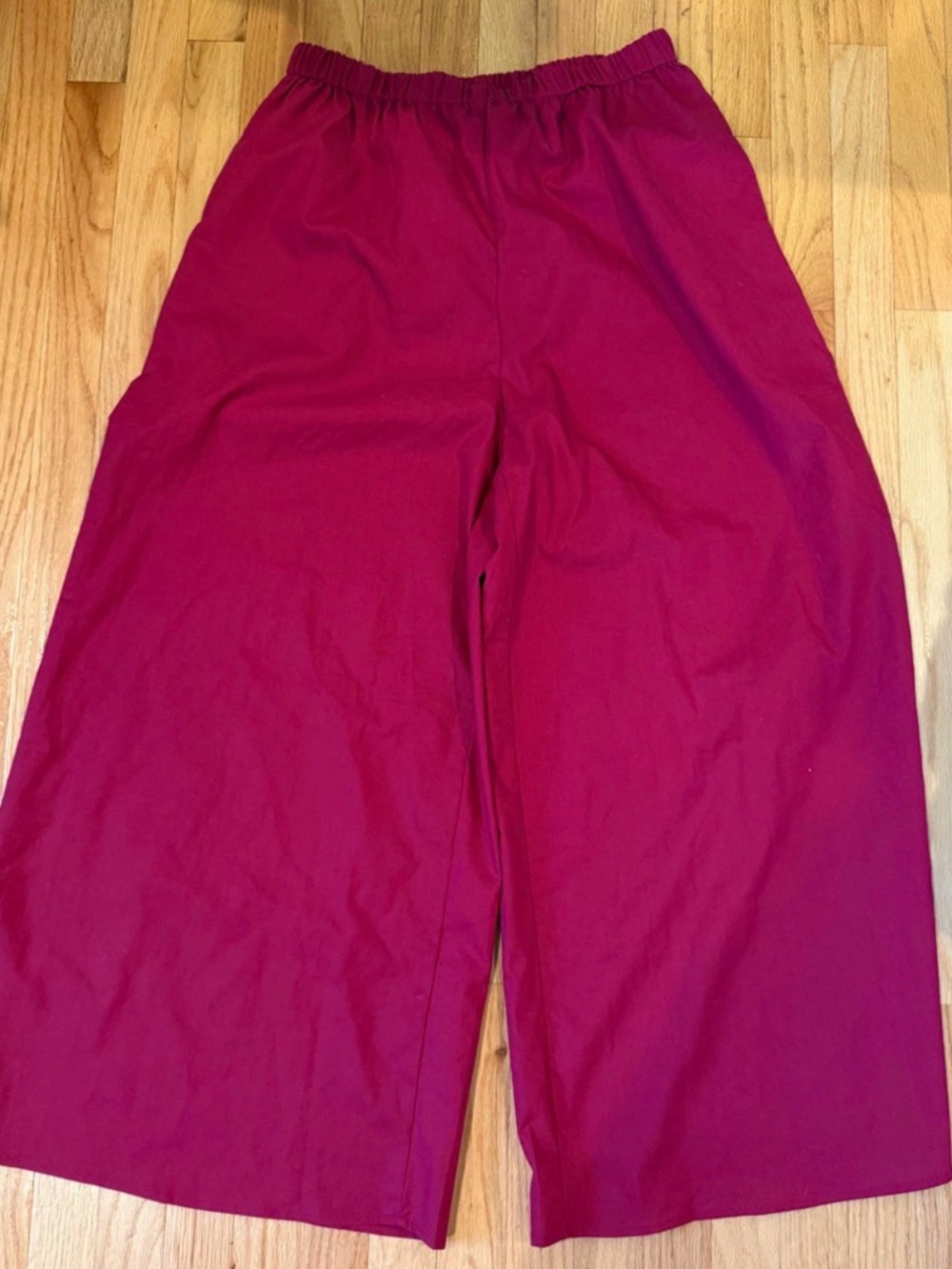 Cider Wide-Leg Elastic Waist Pants in maroon